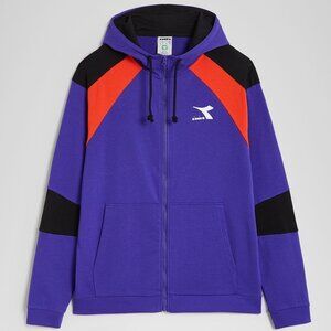 Diadora Hoodie Colorblock french terry Organic Cotton full-zip jacket Blue